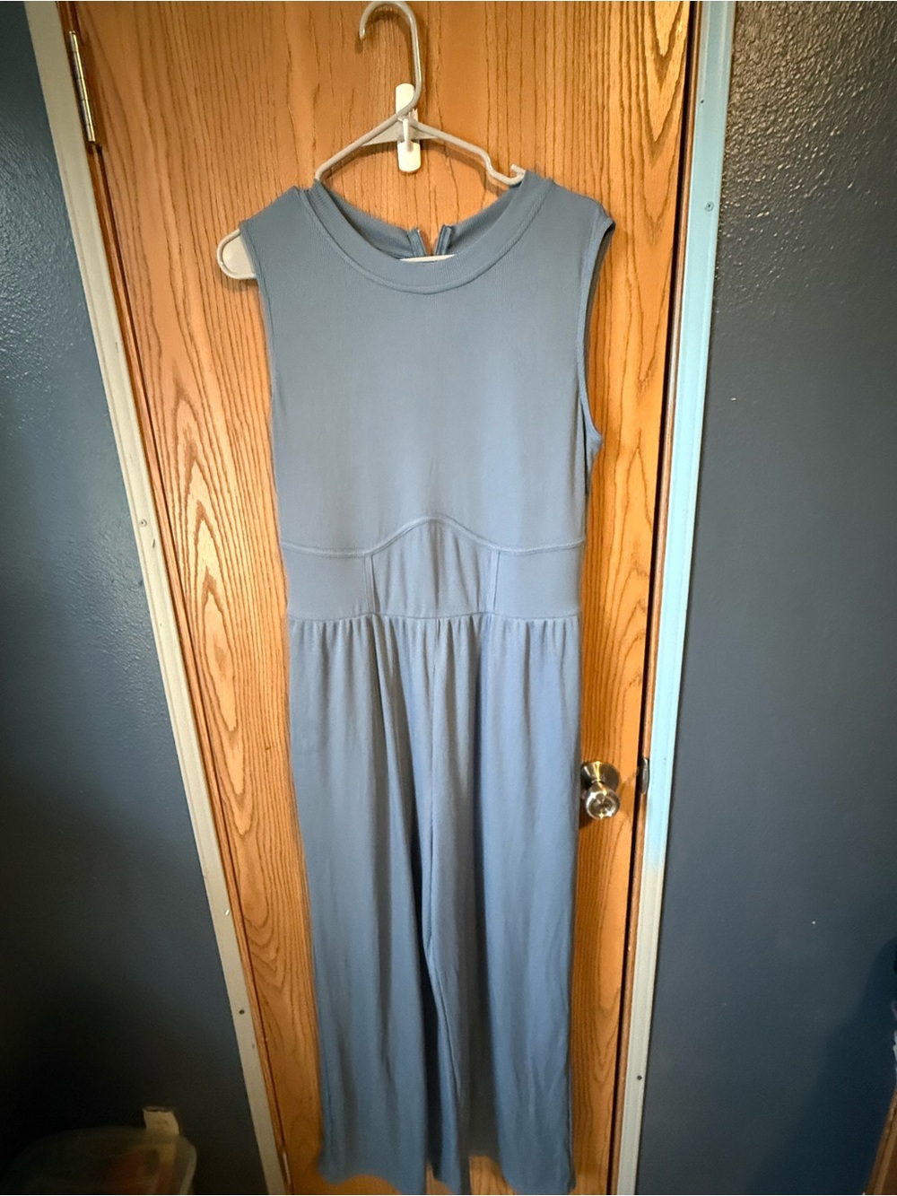 Cider Sleeveless Maxi Jumpsuit in Dusty Blue